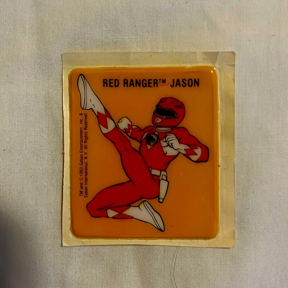 Power Rangers vintage sticker!
Red Ranger - Jason
From 1993 and unused!